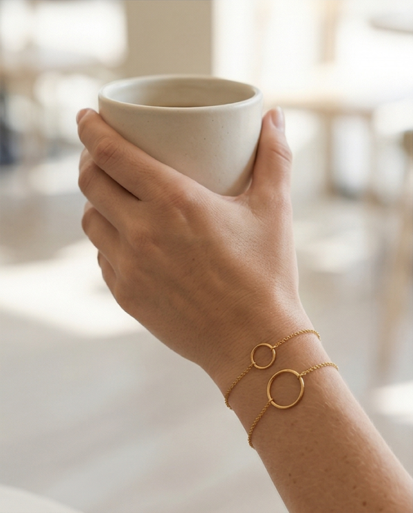 goud verguld sterling zilveren armband met cirkel goldplated zilveren armband met cirkel