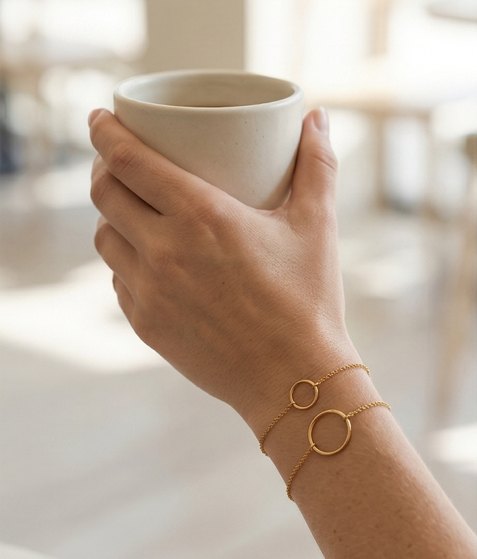 goldplated zilveren armband met cirkel