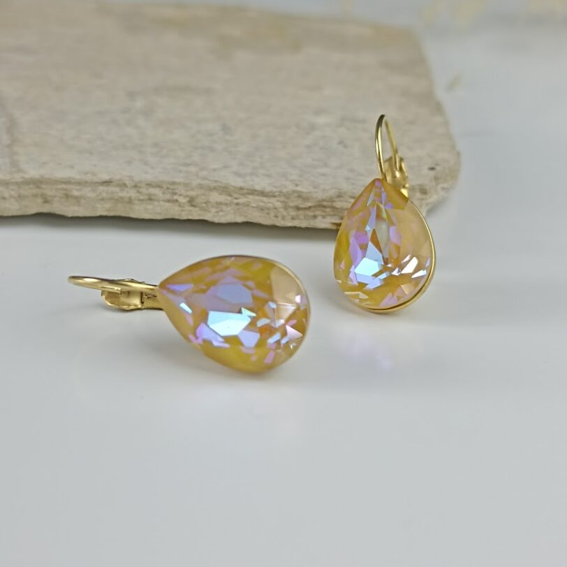 swarovski druppel oorbellen kleur honey gold amber