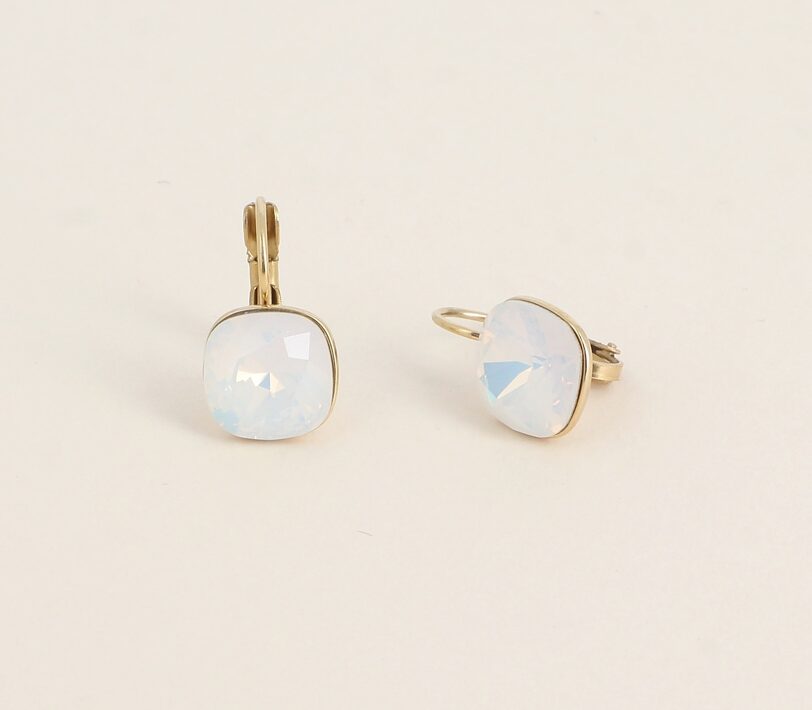 swarovski oorbellen goud met witte kristal