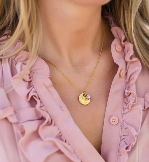 geboortebloem ketting goud rvs met geboortesteen