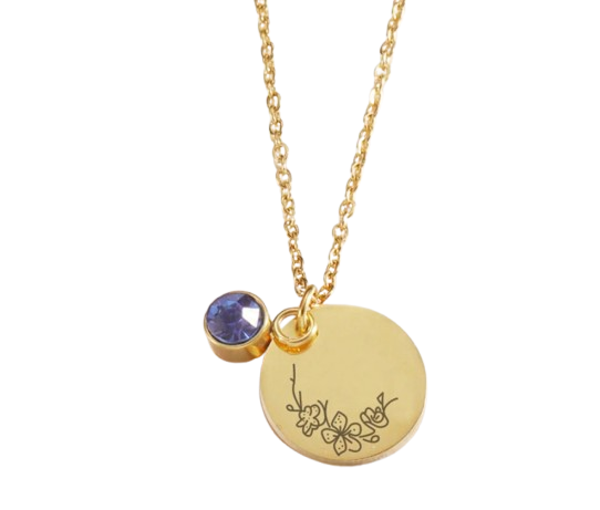 geboortebloem ketting goud rvs met geboortesteen