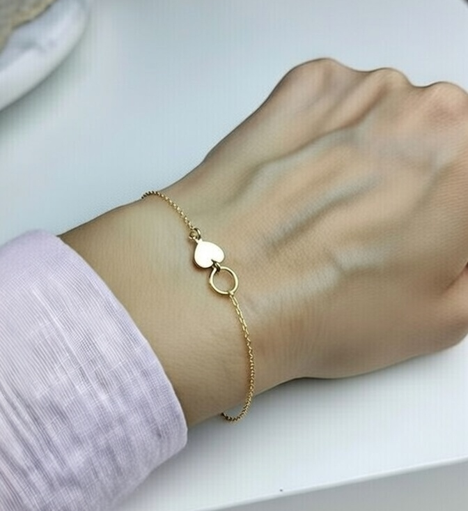 goud verguld zilveren armbandje met hartje en cirkel