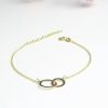 goud verguld zilveren armband met twee cirkels of ringen