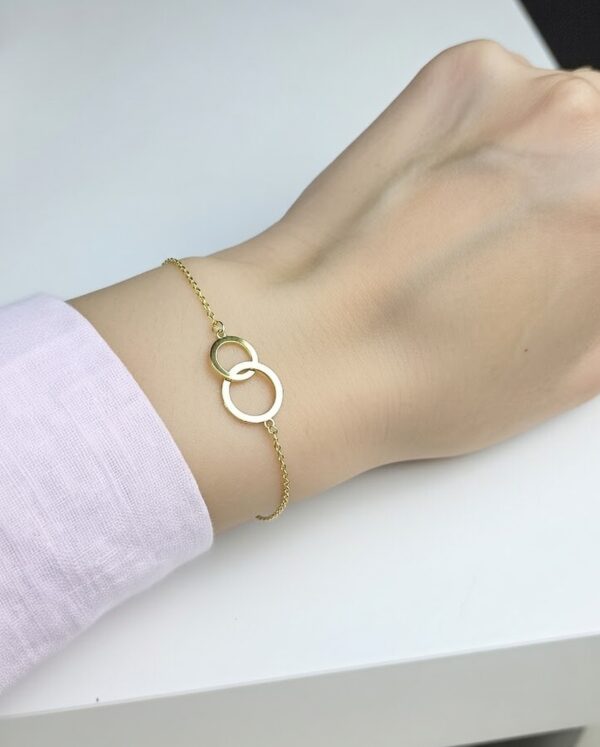 goud verguld zilveren armband met twee cirkels