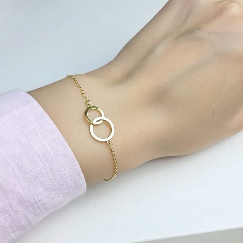 goud verguld zilveren armband met twee cirkels