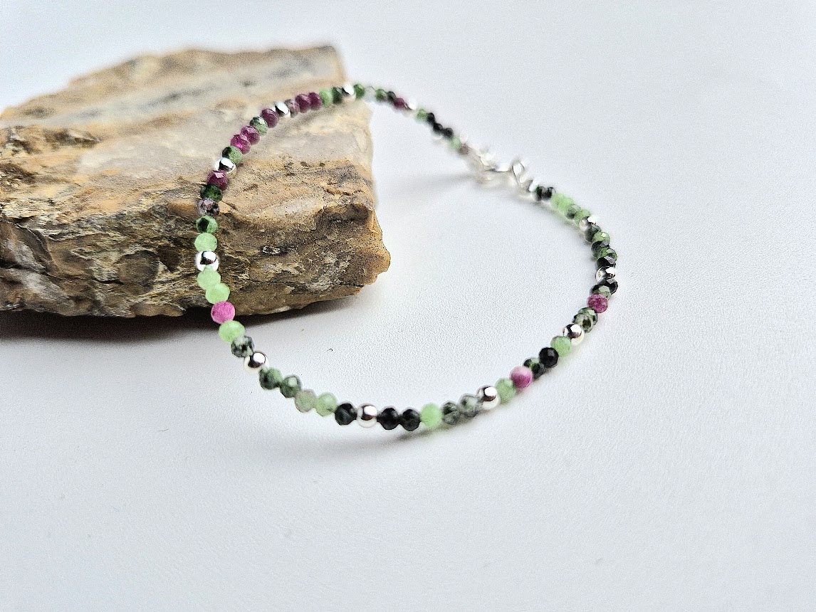 Handgemaakte robijn armband 925 zilver